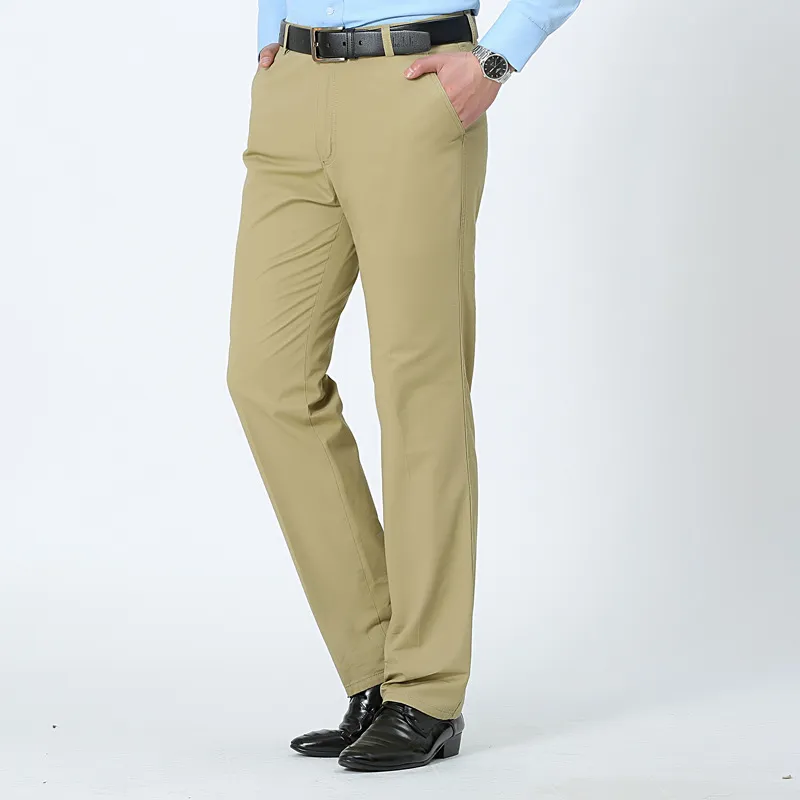 MRMT Mens 100% Cotton High Waist Straight Men Trousers Slacks Loose Pants for Male Casual Trouser Man Pant 220712