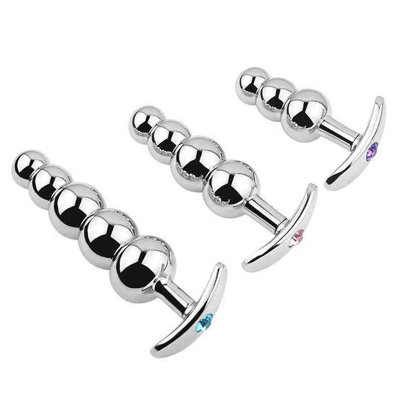 Nxy Anal Toys High Quality Aluminum Alloy set Handle Plug Butt Expansion Male and Female Masturbator g Spot Pull Bead Orgasm 220420