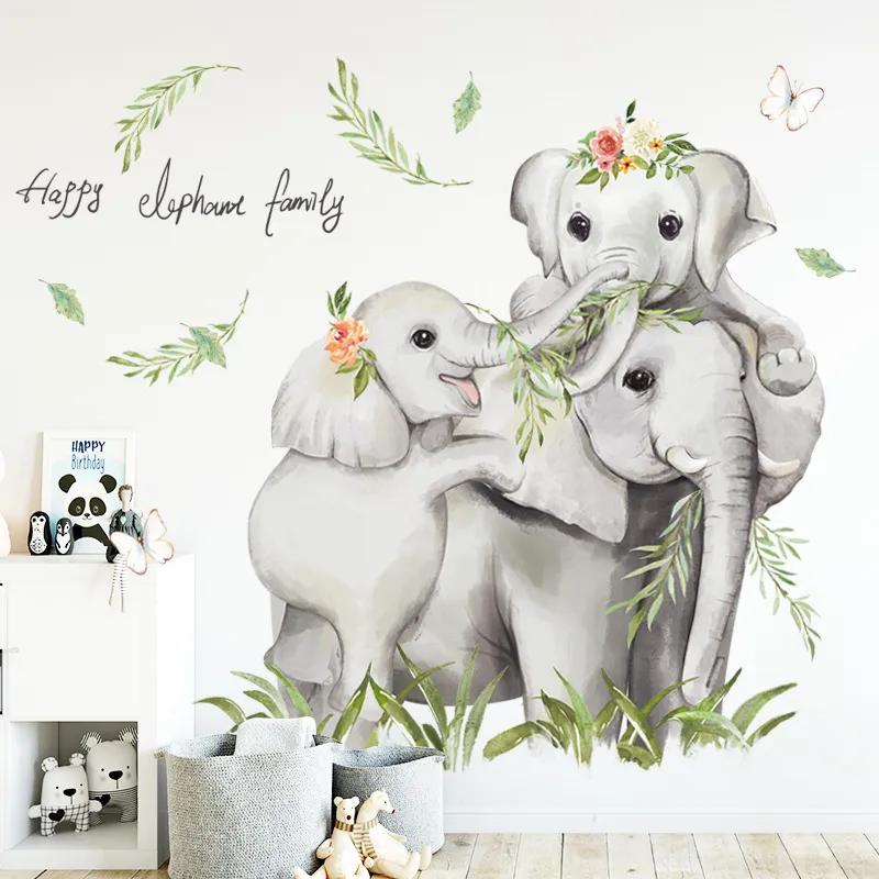 Large Jungle Animals Wall Stickers for Kids Rooms Boys Room Bedroom Decoration Forest Wallpaper Posters Vinyl Nordic Home Decor 220510