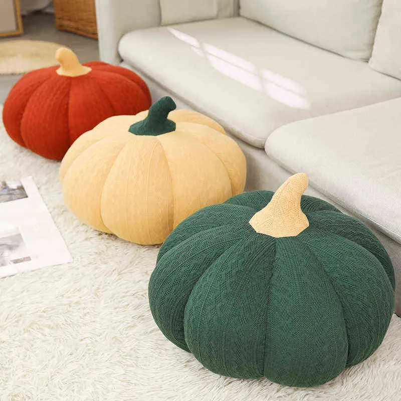 Cm Wool Material Colorful Pumpkin Plush Toys Stuffed Soft Down Cotton Vegetable Pillow Kawaii Sofa Cushion Xmas Halloween Gift J220704