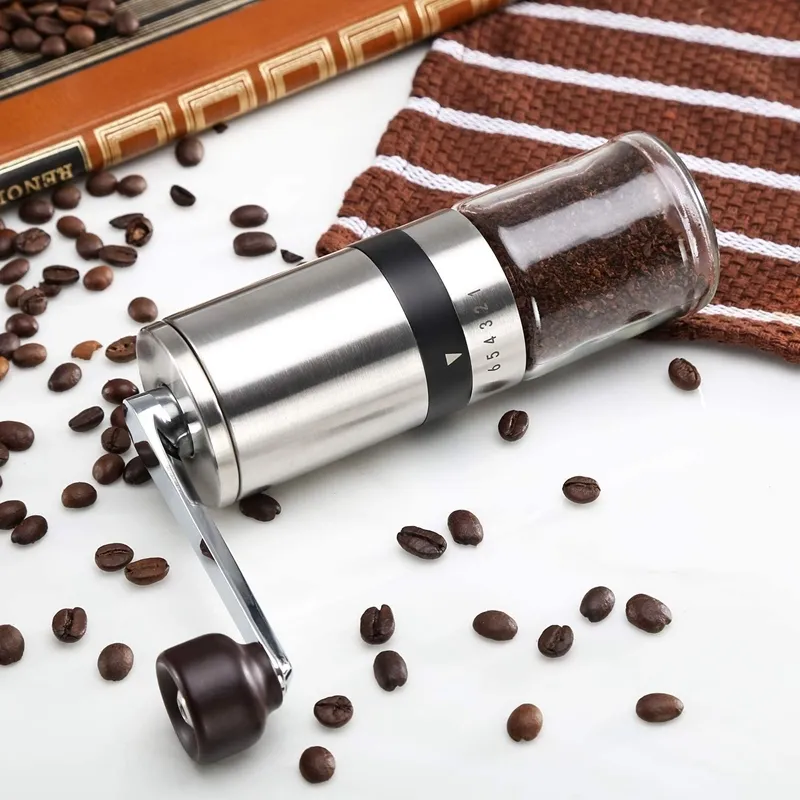 Home Portable Manual Coffee Grinder - Handmolen met keramische bramen 6 verstelbare instellingen Crank Tools 220509