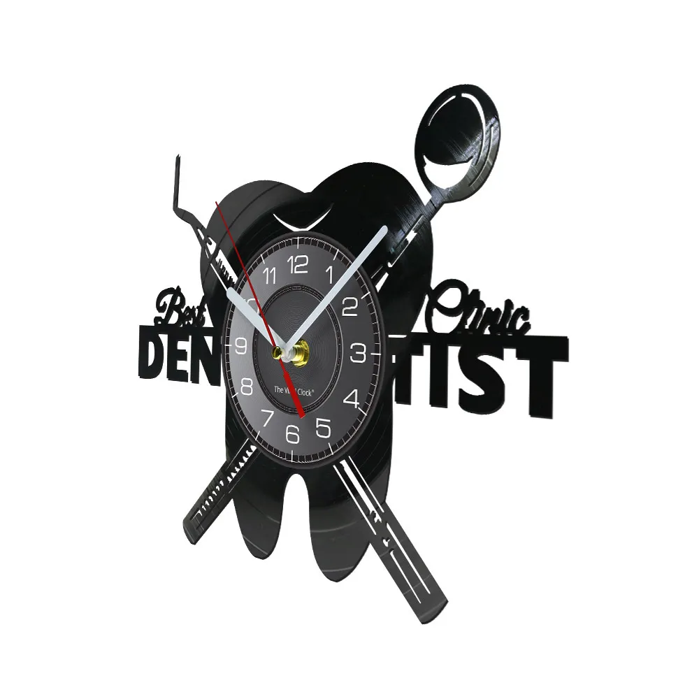 Sprzęt dentystyczny zęby dentystyczne Znak ścienny dekoracyjny zegar ortodonta winylowy rekord zegar ścienny