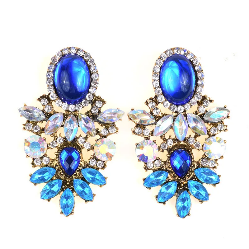 Retro court trend alloy earrings bohemian style cracked gemstone earrings female CX220402