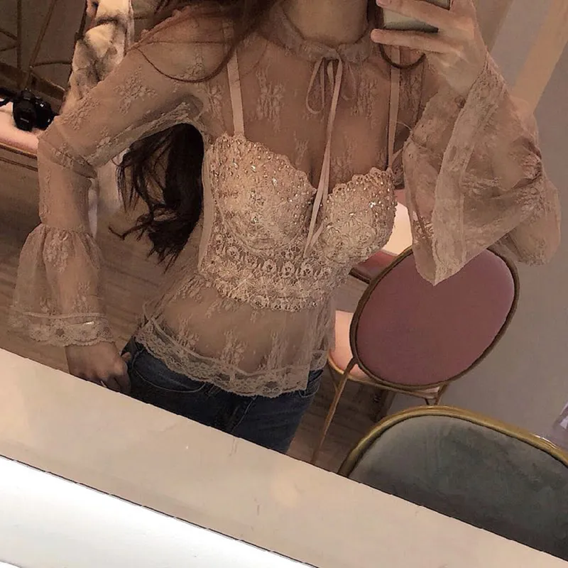 Atoshare Glitter Top avec Bretelles Dentelle Corset Bustier Soutien-Gorge Femmes D'été Réservoir Rose Crop Party Club Vêtements 220316