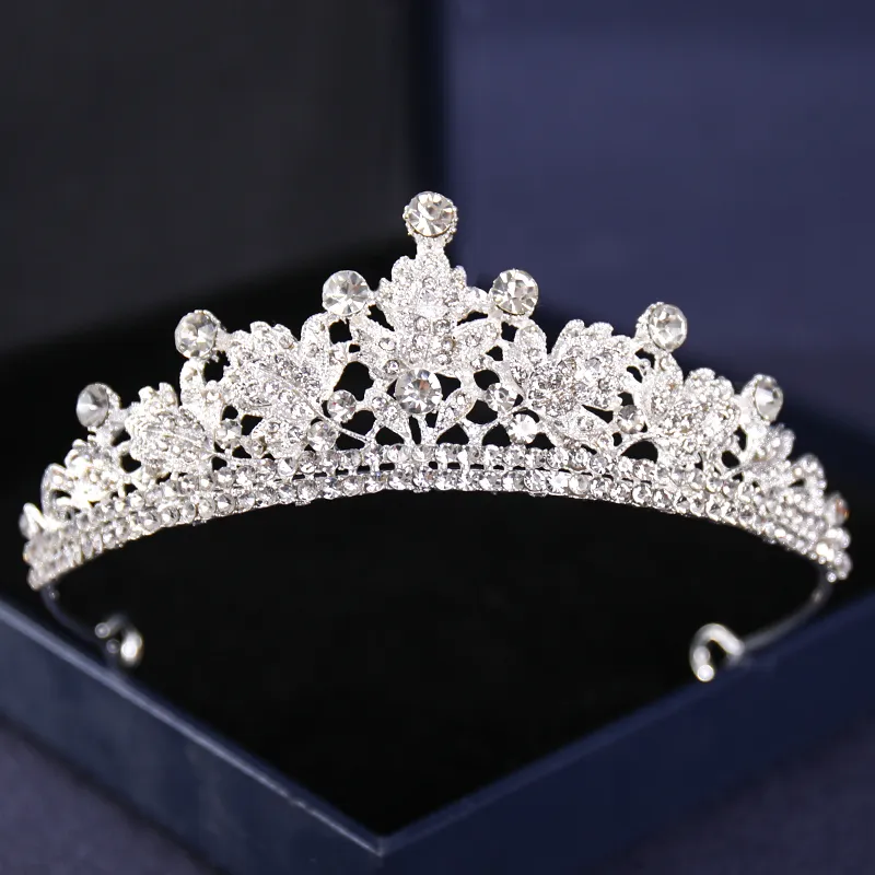 Silver Color Crysta Crowns And Tiaras Baroque Vintage Crown Tiara For Women Bride Pageant Prom Diadem Wedding Hair Accessories 220726