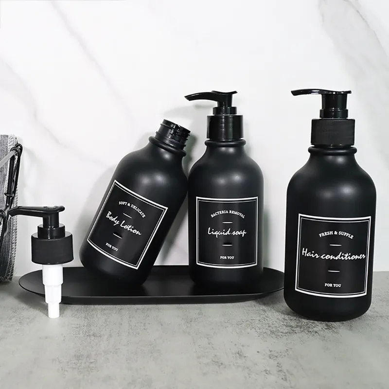 300ml Soap Dispenser Shampoo Body Wash Conditioner Container Black