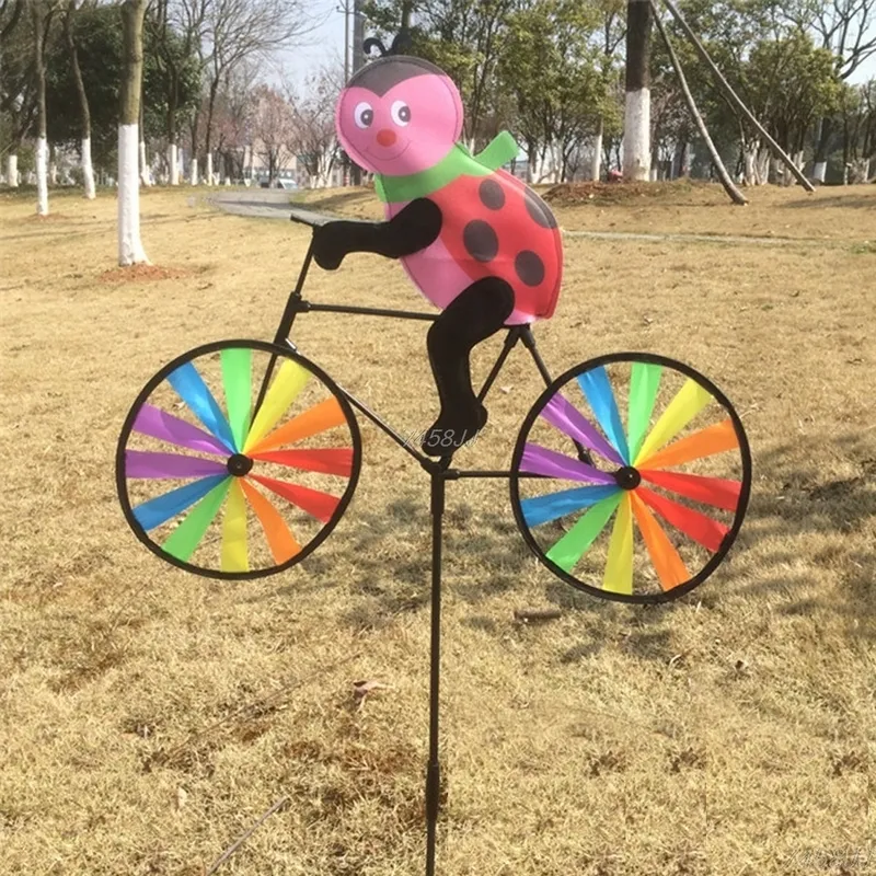 Lapin Abeille Tigre sur Vélo DIY Moulin À Vent Animal Vélo Vent Spinner Whirligig Jardin Pelouse Gadgets Décoratifs Enfants Jouets En Plein Air 220721