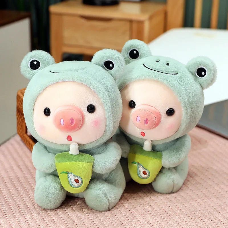 Plush Dolls 25cm Cute Transformed Cosplay Unciorn Frog Tiger Bunny Boba Tea Pig Plush Toy Girl Plushies Sleep Ragdoll Doll Birthday Gift 221006