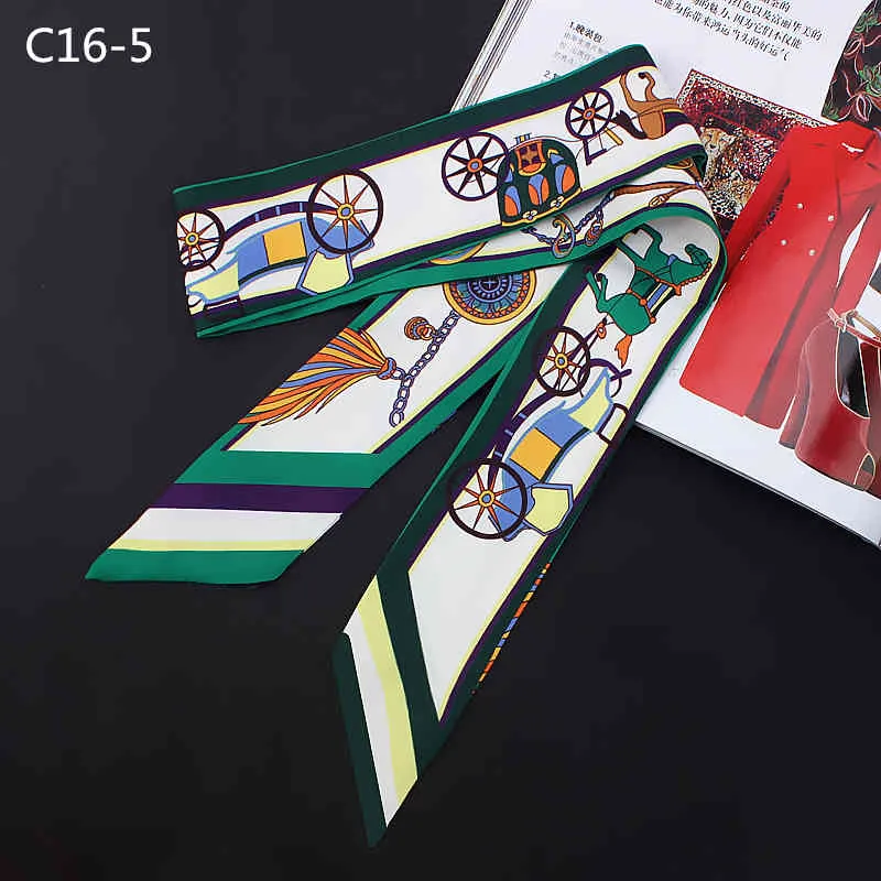 2022 Spring Carriage women's Fashion Decoration Twill Small Silk Scarf Versatile Binding Bag Handle Ribbon Hair Band