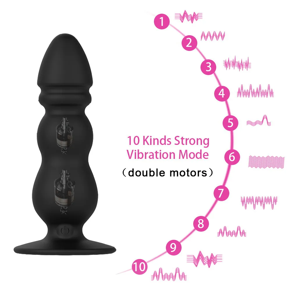 Ikoky 10 Speed ​​Anal Plug Vibrator Erotyczne Sexy Zabawki dla Kobiet Stymulator G-Spot z silnym frajerem do prostaty masażer