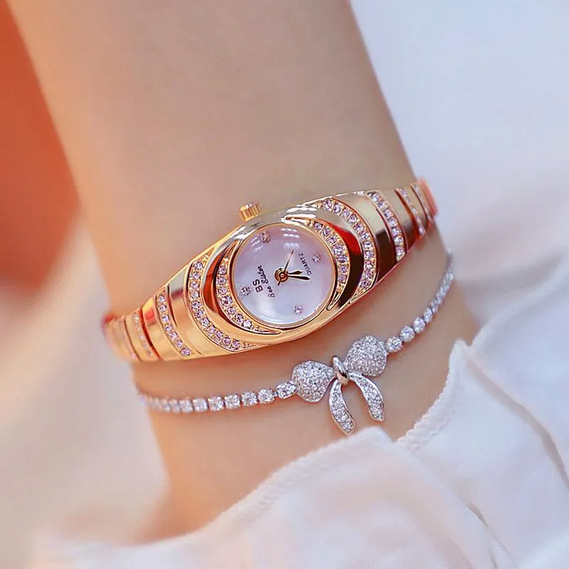Montres-bracelets Bee Sister Femmes Montres à quartz Petite montre pour argent en acier inoxydable Mode Femme Poignet Dames 2022 Montres-bracelets W268G
