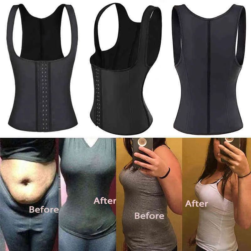 Waist Trainer Weight Loss Slim Vest Woman Tummy Slimming Sheath Body Shaper Shapewear Latex Belly Shapers Corset L220802
