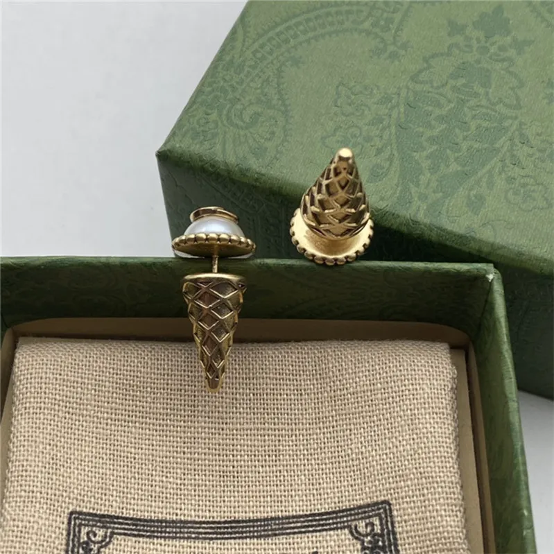 Glasshalsbandsmycken set söt dubbel bokstavsdesigner halsband kreativa pärlörhängen för kvinnor födelsedagspresent 189n
