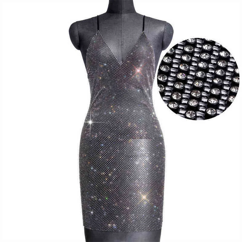 Mesh Rhinestone Fabric Glitter Dress Crystal Diamond Beach Dress