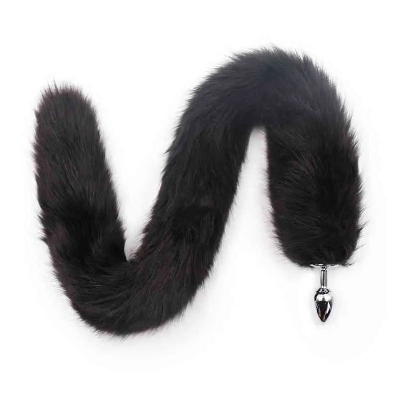 NXY Anal Toys 75cm Faux Fur Animal Long Fox Tail Stainless Staalilicone Butt Plug Stop Play Play Adult Game BDSM Bondage Sex 220510