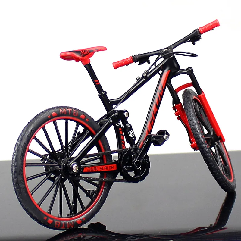 1 10 Alloy Bicycle Model Diecast Metal Finger Mountain bike Racing Toy Bend Road Simulation Collection Toys for children 220608