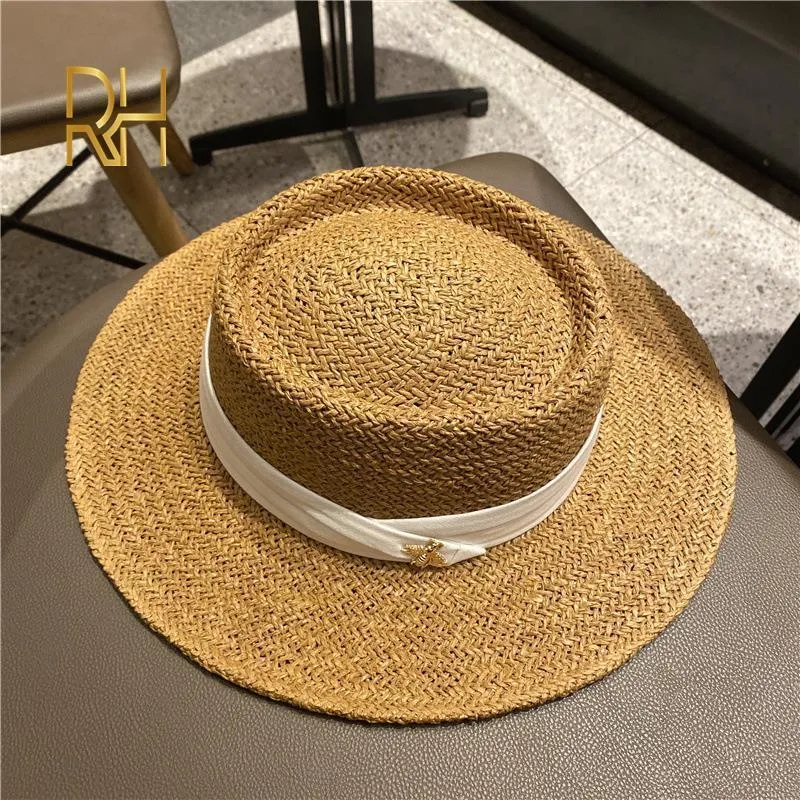 Летняя соломенная шляпа мода повседневная панама пляж Федора Широкое хрустящее солнце для женщин 220513