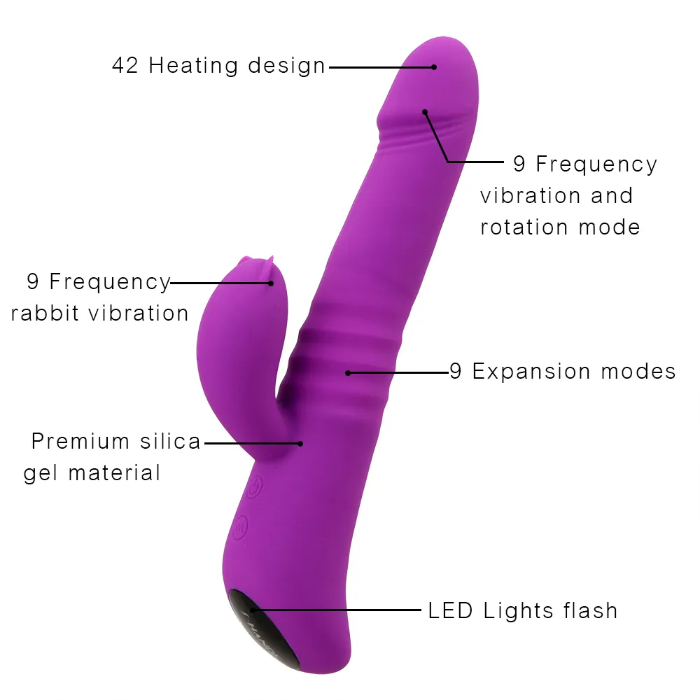 OLO Rotating Dual Vibration Heating Rabbit Vibrator sexy Toys for Women Female Masturbator Clitoris G-spot Stimulator Dildo