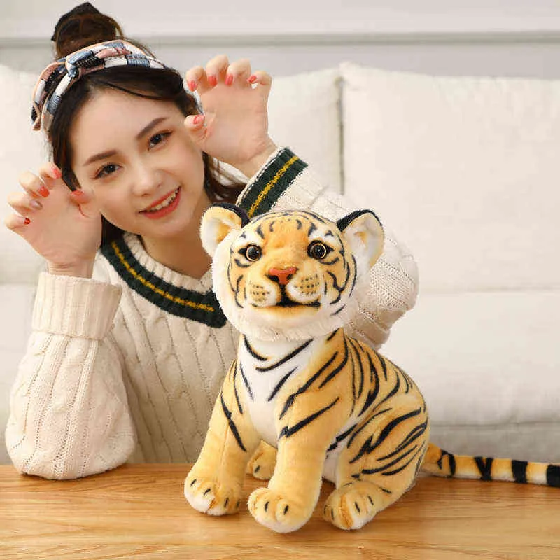 PC CM Beautiful Simulation Tiger Leopard Plush Toys Kawaii Сидящие куклы для животных, наполненные для детей, подарки на день рождения J220704