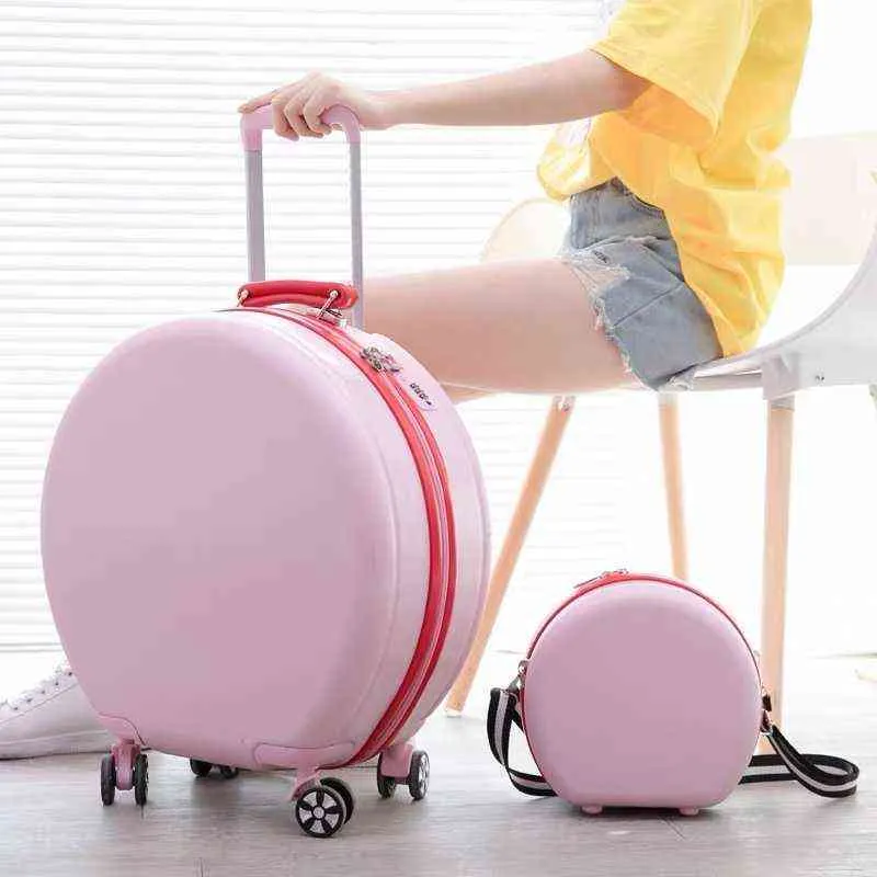 20 pouces continuer valise de voyage ensemble cabine sac à bagages roulant chariot valise valise femmes filles enfants arrondis ensemble de bagages roues J220708