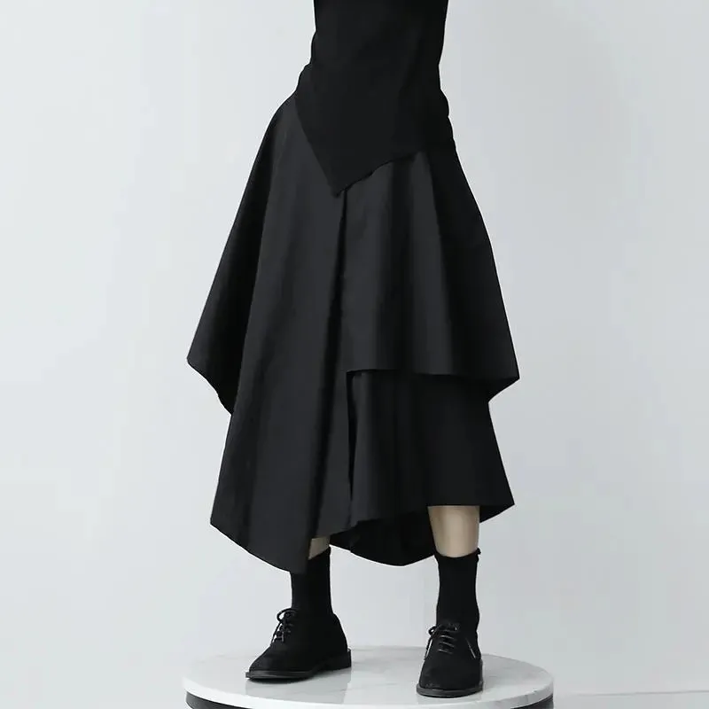 Japońskie gotyckie nieregularne wysoko twórcze plisowane spódnice kobiety czarne harajuku punkowa spódnica spódnica letnie vintage ubranie długie Saia 220505