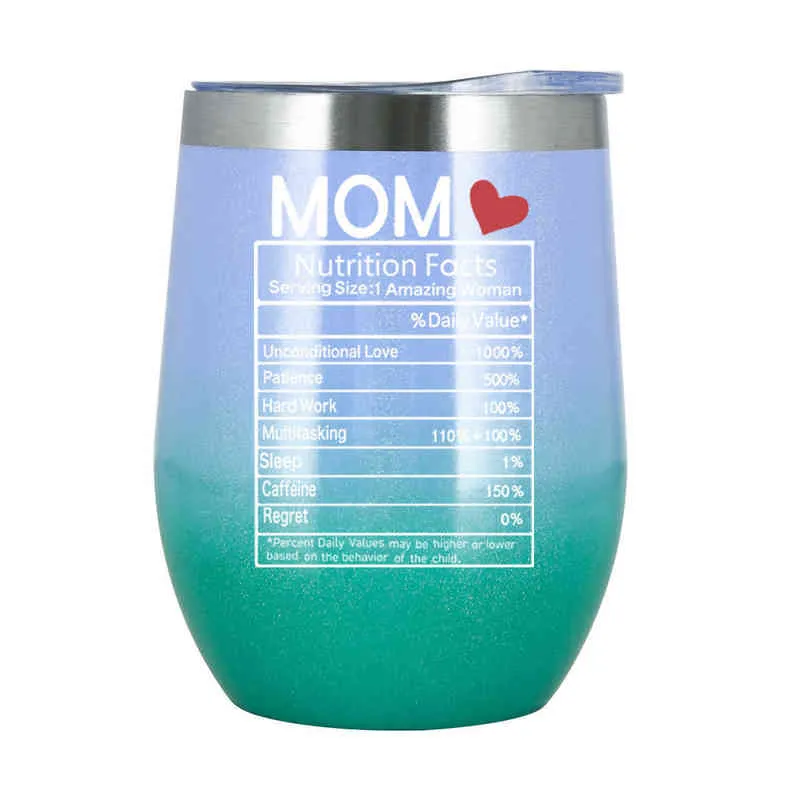 Personalized 12OZ Wine Cups Insulated Thermos Coffee Mug Vacuum Thermos Cup Travel Tumber Egg Shaped Cup Mother Day Gift Y220511