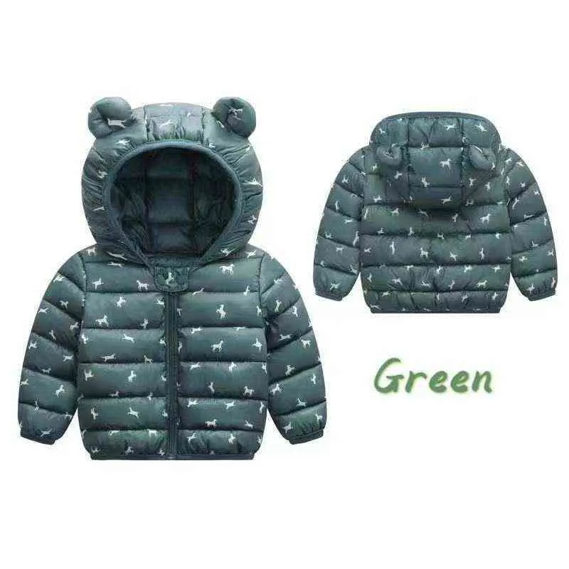 Unisex Kids hooded down jackets 가을 겨울 만화 따뜻한 아기 탑 어린이 소년 지퍼 스노우 슈트 외부웨어 의류 j220718