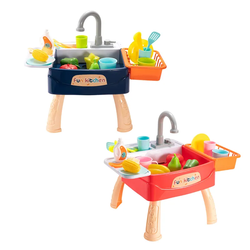 Doki Toy Kitchen Children Lavatore di lavastoviglie Simulazione Toy Simulazione Dispenzzinamento Tavolo da lavaggio elettrico Circulanti Tavolo da gioco bambini Giochi di gioco 220725