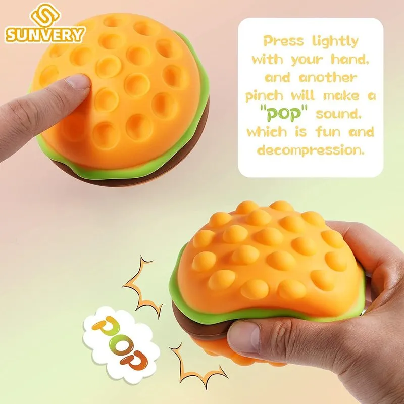 Burger Stress 3D Squishy Hamburger Toys Dekompression Silikon Squeeze Ball Fidget Sensory Toy 220628