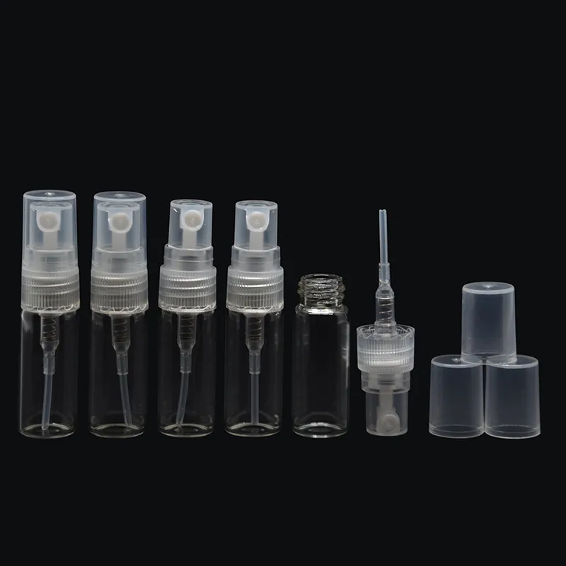 2ml 3ml 5ml 10ml 휴대용 투명 유리 유리 채취 가능한 향수 병이있는 스프레이 빈 파르 룸 화장품 바이알이있는 원자 220711