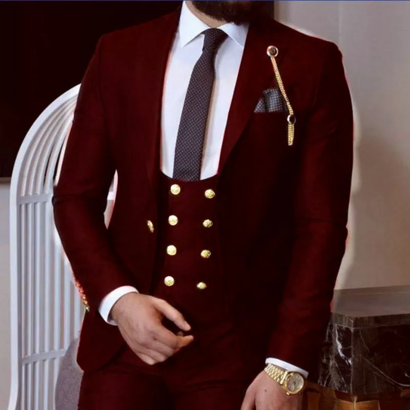 Kostium Homme włoski biznes Slim Fit 3 sztuki królewskie niebieskie garnitury męskie garnitury PROM TUXEDO GROOMSMEN Blazer na wesele 220815