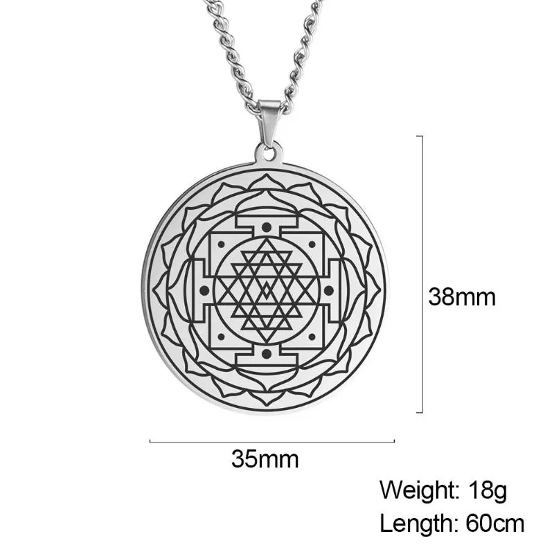 Colares pendentes Dawapara sri yantra mandala colar de geometria sagrada Chakra Meditação de energia jóias espirituais Aço inoxidável 2211