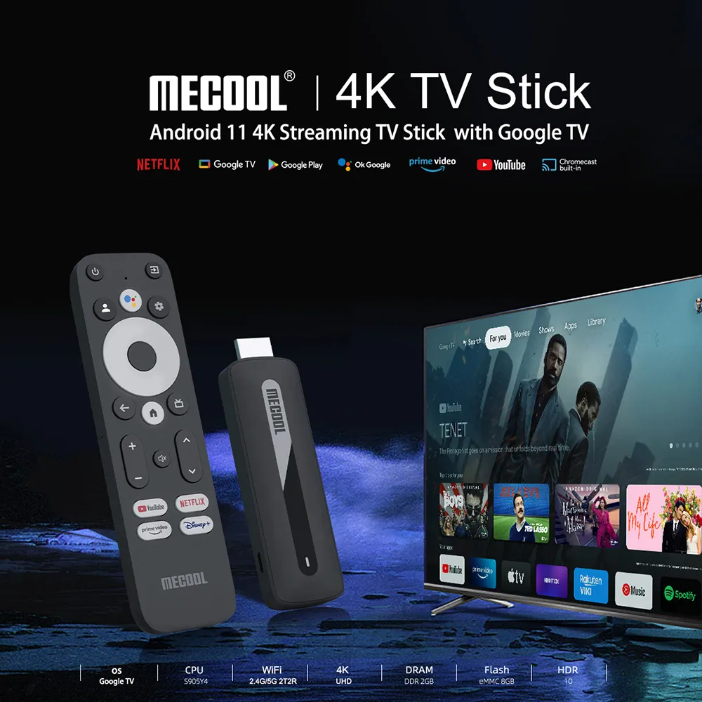 Mecool KD3 Smart TV Stick TV Box Android 11 ATV Google Certified Amlogic S905Y4 2GB 8GB DDR4 Wifi BT AV1 TV Dongle