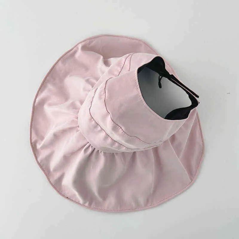 夏の大きな縁の釣り帽子女性の空の上の太陽の帽子黒い接着剤コーティング屋外紫外線保護折りたたみ式Sun Hat G220301