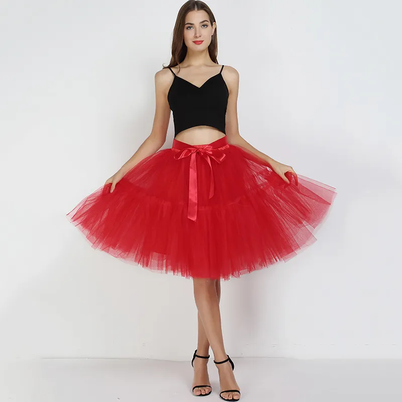 Petticoat 5レイヤー60cm Tutu Tulle Skirt Vintage Midi Pleated Skirt