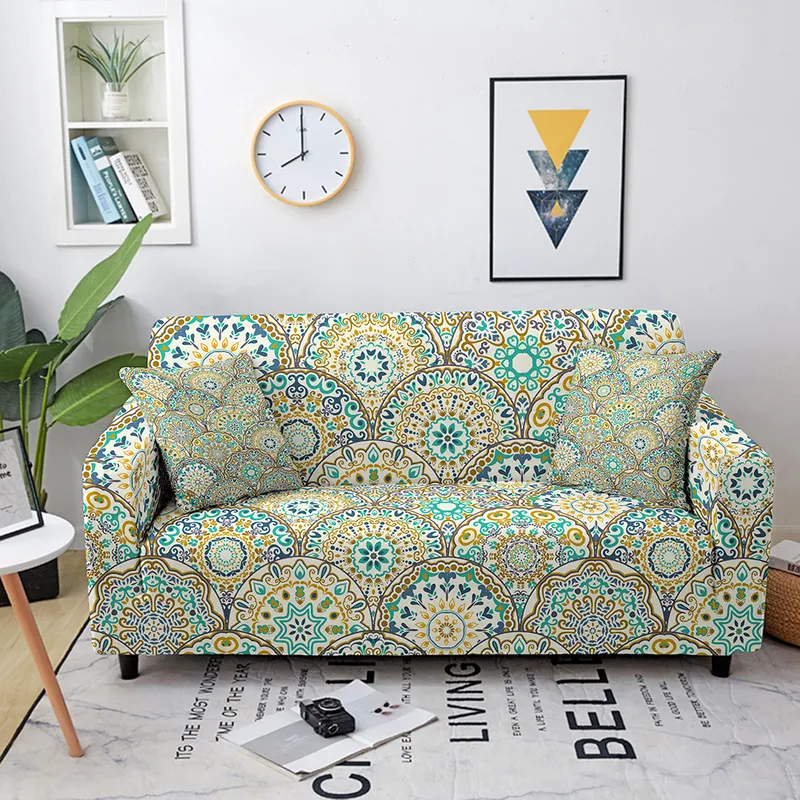 Bohemian Mandala Sofa Covers for Living Room Section Corner Elastic Couch L Form Slipcover Home Decor 220617