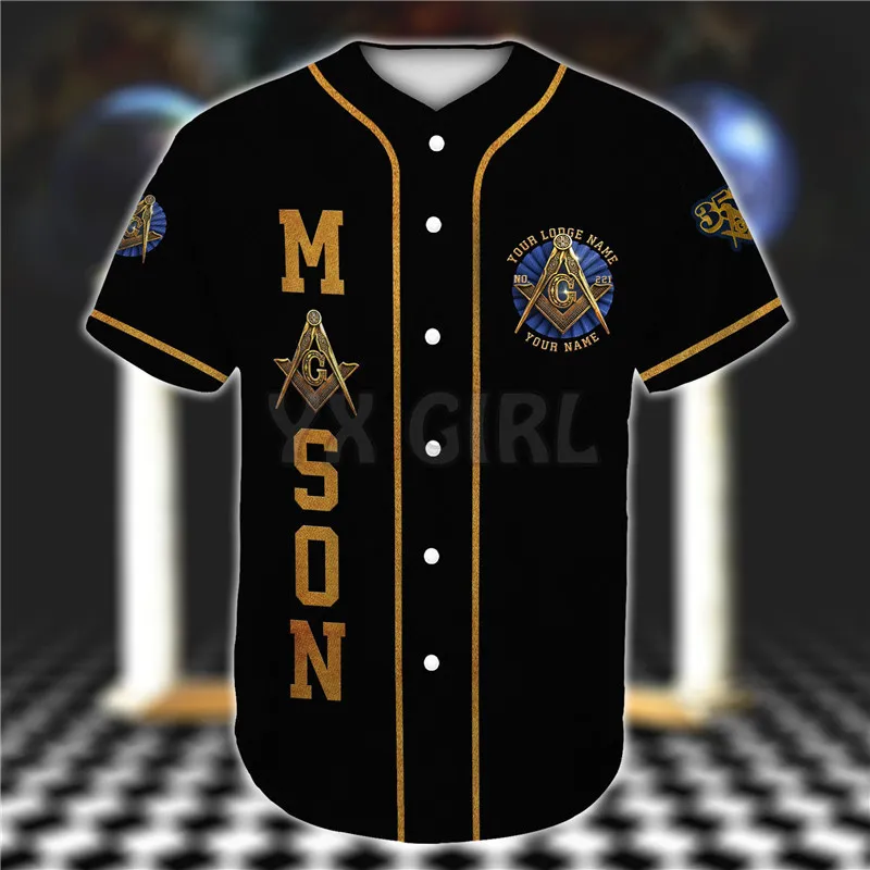 Custom Lodge Name Number Freemason Baseball Jersey Shirt 3D Printed Men s Casual s hip hop Tops 220712