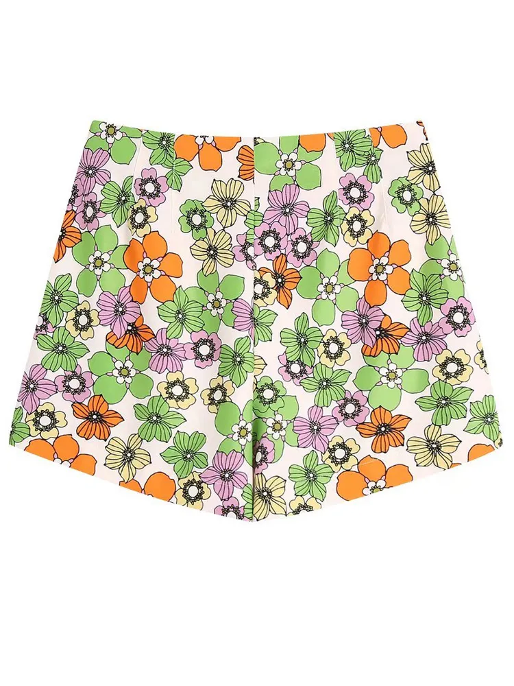 TRAF Floral Shorts Женщины с высокой талией Женщина летняя домашняя комната для уличной одежды Basic Bermuda 220509