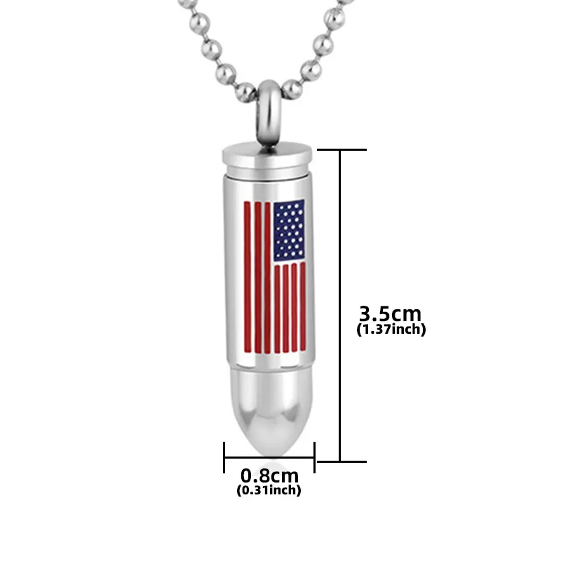 US-amerikanische Flagge-Anhänger-Halskette, personalisierte Herren-Edelstahl-Kugel-Halskette, Modeaccessoires ohne Kette