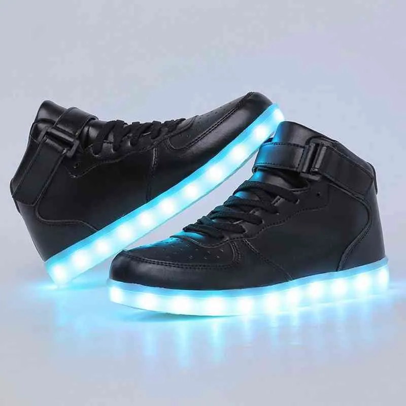 KRIATIV AdultKids chłopięce i dziewczęce wysokie buty z podświetleniem LED świecące trampki świecąca podeszwa dla kobiet mężczyzn Y220510