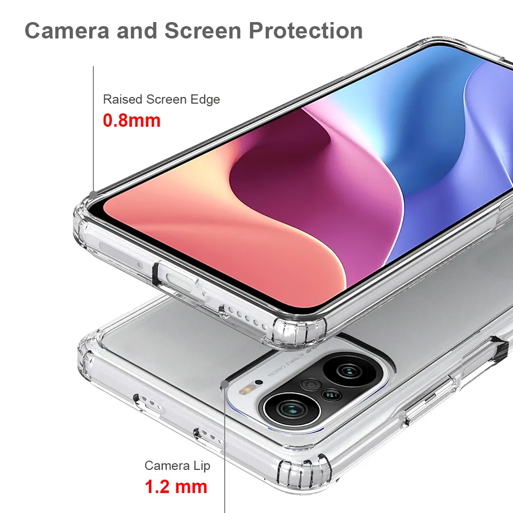 Kryształowe przezroczyste akrylowe odporne na wstrząsy dla Xiaomi Redmi K40 Pro Poco F3M3 Pro 5g X3 NFC TPU Hard Plastic Back Cover