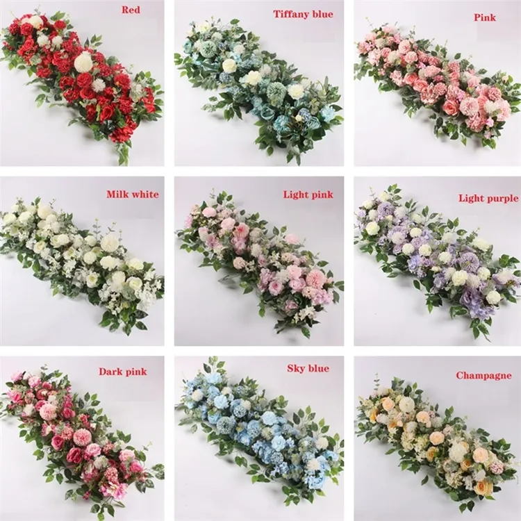 50 cm DIY ARRIFICIAL FLOWER Row Acanthosphère Eucalyptus Mariage Home Floriative Fleurs décoratives Rose Peony Hortensia Plant Plant Mélange Arc Table Décoration ZC1013