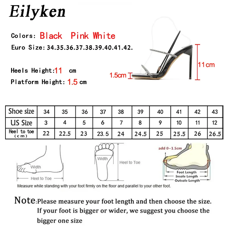 Eilyken Back Strap Sandals Fashion Crystal Stiletto High Heels Summer Women Sexy Niglub Stripper Shoes 220326