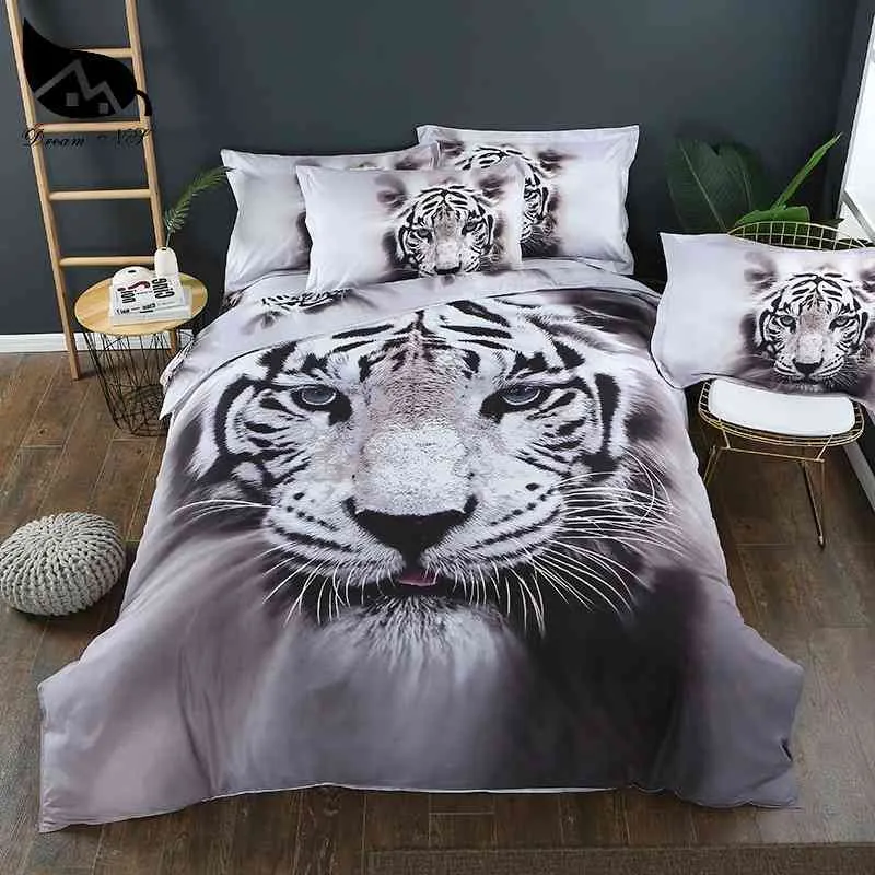 Dream Ns – parure de lit en forme de tigre Animal 3d, ensemble de couette Super King/californie, Kussensloop, textile de maison pour chambre à coucher, Pn001