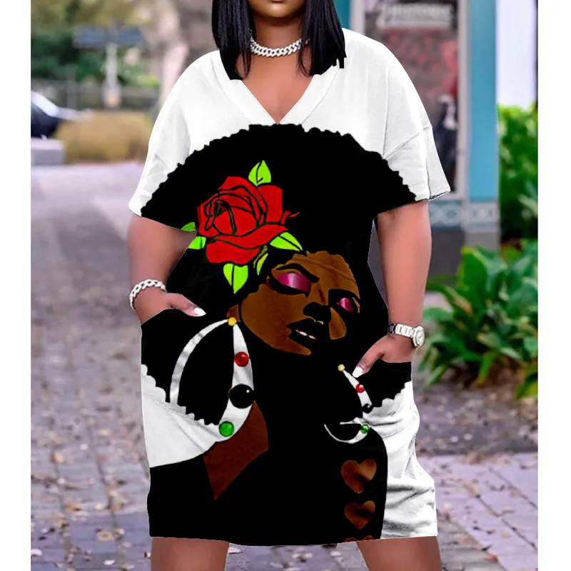 Sexy Girl Midi African Sukienki Kobiety Czech 3d Sukienka wieczorowa Kobieta szczupła gotycka damska moda na imprezę uliczną Vneck Knee 220601