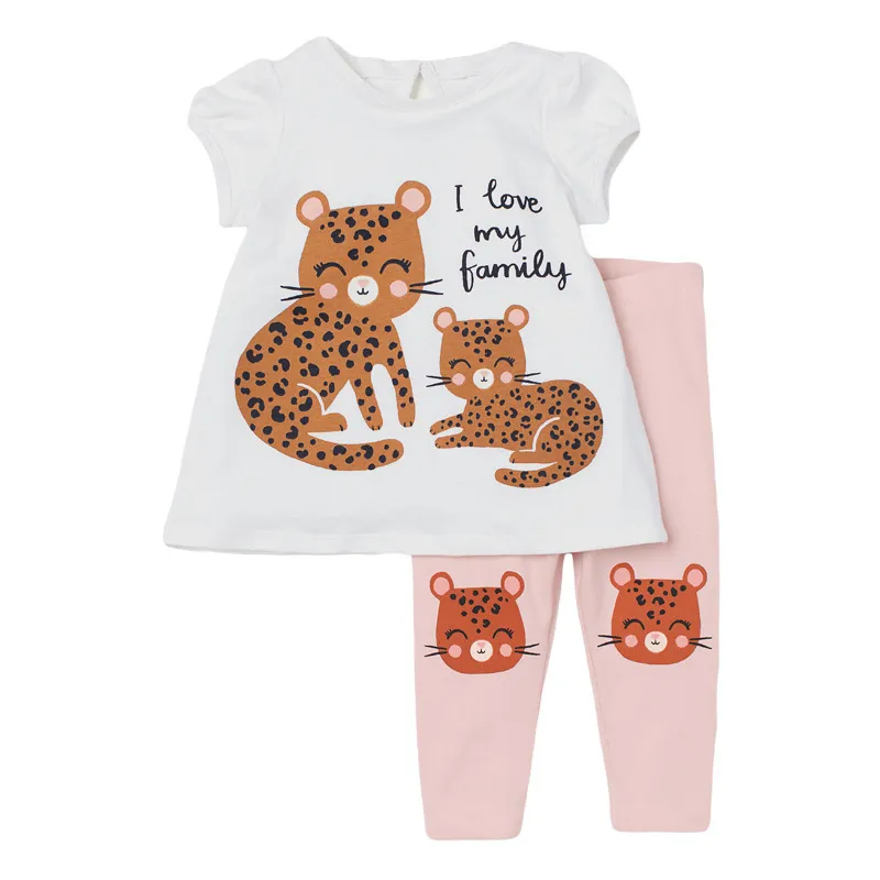 Little maven Summer Clothes Baby Girls Lovely Clothes Sets Cotton with Cute Cat Comfort and Soft for Kids Girls 2 to 7 year 220509