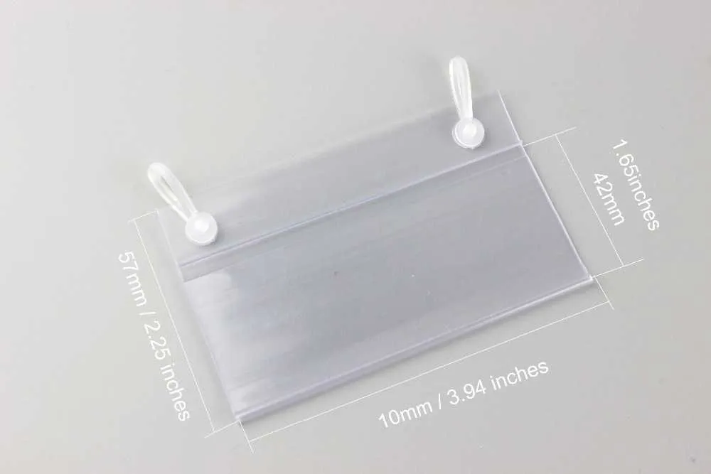 Clear Sign Holder With Snap Clips For Wire Displays, Advertising Price Tag Ticket Label Shelf Fencing Bin Gridwall Basket Hanger