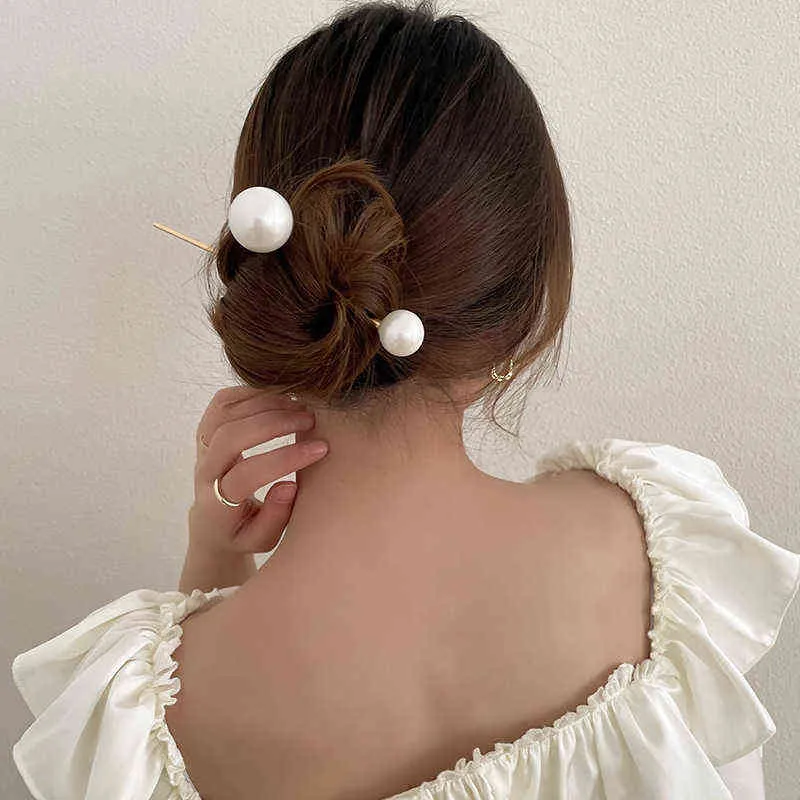 Clip vintage donna Semplicità Elegante bastoncini di metallo con perle Clip ragazze Accessori capelli 2021 Nuovo AA220323