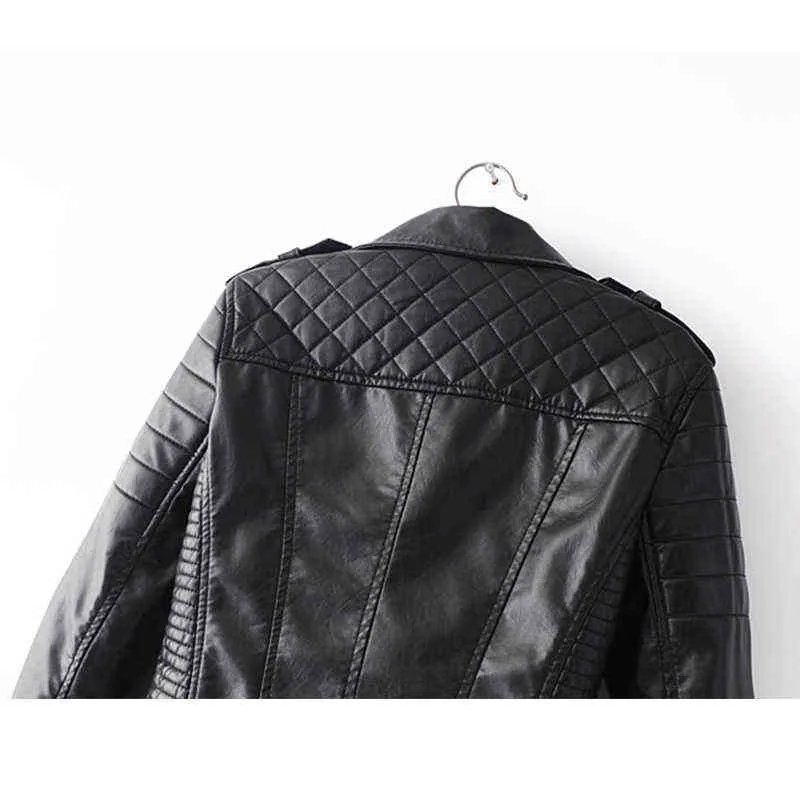 Nouveau Wmoen veste en cuir printemps automne col rabattu fermeture éclair vêtements vintage dames Biker Moto manteaux courts femme manteau en cuir L220801