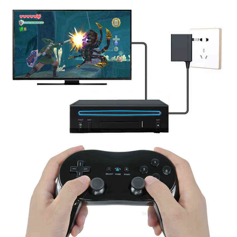 Branco/preto Novo Clássico Controlador de jogo com fio Gaming Pro Controle de jogo remoto Gamepad Joypad Compatível com Nintendo Wii H220421